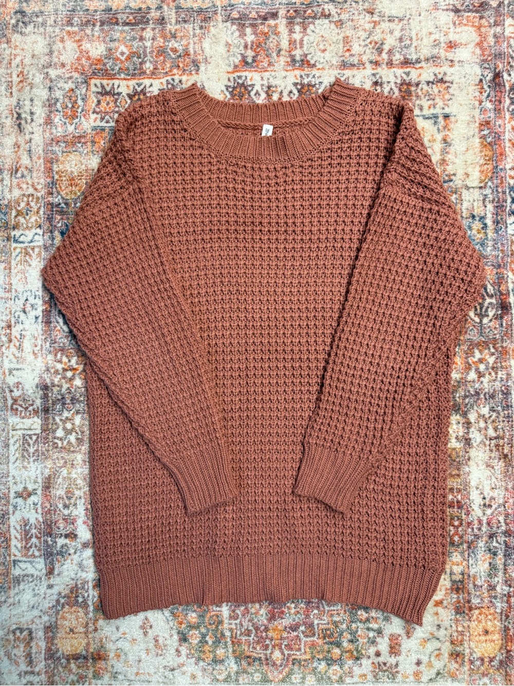 Zenana Premium Dusty Rose Waffle Knit Long Sweater Size Medium